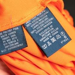 مملوكة مسبقًا فستان بولو رالف لورين جيرسيه برتقالي بالشعار أكمام طويلة مقاس صغير جدًا - إكس سمول