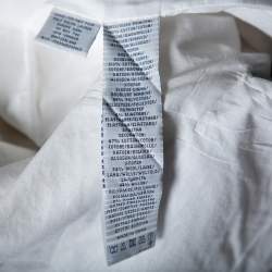 مملوكة مسبقًا Ralph Lauren White Cotton Knit Logo Patch Detailed Single Breasted Blazer S