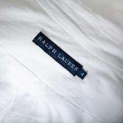 مملوكة مسبقًا Ralph Lauren White Cotton Knit Logo Patch Detailed Single Breasted Blazer S