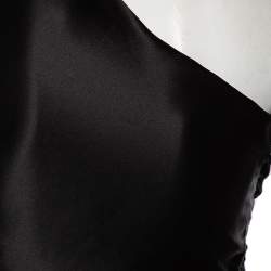 Pre Owned Ralph Lauren Black Silk Gathered Detail One Shoulder Top S