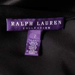 Pre Owned Ralph Lauren Black Silk Gathered Detail One Shoulder Top S
