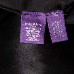 Pre Owned Ralph Lauren Black Silk Gathered Detail One Shoulder Top S