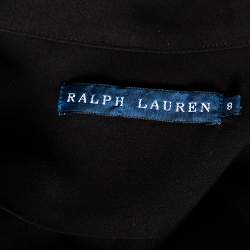 مملوكة مسبقًا قميص رالف لورين حرير أسود بأزرار أمامية مقاس متوسط - ميديوم  