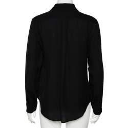 مملوكة مسبقًا قميص رالف لورين حرير أسود بأزرار أمامية مقاس متوسط - ميديوم  