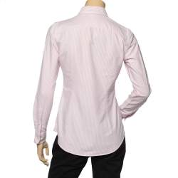 Pre Owned Ralph Lauren Pink-White Striped Cotton Custom Fit Shirt XS