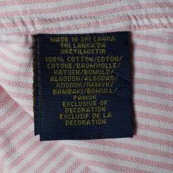 Pre Owned Ralph Lauren Pink-White Striped Cotton Custom Fit Shirt XS