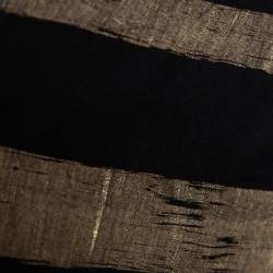 Pre Owned Ralph Lauren Black & Gold Striped Linen Pleated Kristine Skirt M