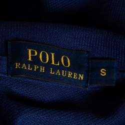Pre Owned Polo Ralph Lauren Navy Blue Cotton Pique Waist Tie Detail Midi Dress S