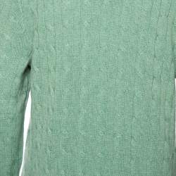 Pre Owned Ralph Lauren Light Green Cashmere Cable-Knit Sweater M