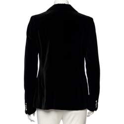 Pre Owned Ralph Lauren Black Velvet Button Front Blazer M