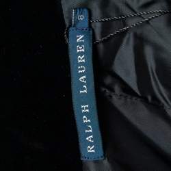 Pre Owned Ralph Lauren Black Velvet Button Front Blazer M