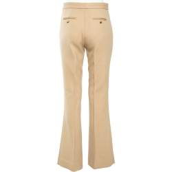 Pre Owned Ralph Lauren Purple Label Beige Wool Flared Leg Trousers S
