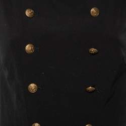 مملوكة مسبقًا فستان بولو رالف لورين صوف أسود مزين أزرار بلا أكمام مقاس صغير (سمول)