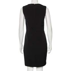 مملوكة مسبقًا فستان بولو رالف لورين صوف أسود مزين أزرار بلا أكمام مقاس صغير (سمول)