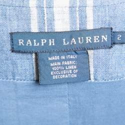 Pre Owned Ralph Lauren Blue Checkered Line Patchwork Detail Blazer S