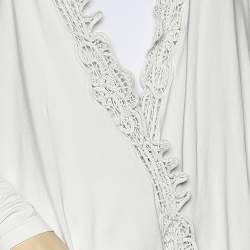 Ralph Lauren Cream Stretch Jersey Crochet Trim Long Sleeve Shrug M 
