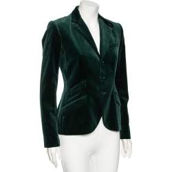 Pre Owned Ralph Lauren Green Velvet Single Breasted Blazer S