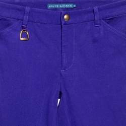 Pre Owned Ralph Lauren Purple Cotton & Suede Patch Detailed Riding Pants S