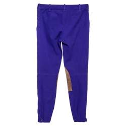 Pre Owned Ralph Lauren Purple Cotton & Suede Patch Detailed Riding Pants S