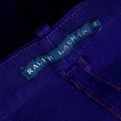 Pre Owned Ralph Lauren Purple Cotton & Suede Patch Detailed Riding Pants S