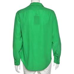 Pre Owned Ralph Lauren Green Silk Pocketed Button Front Shirt M