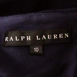 Pre Owned Ralph Lauren Navy Blue Silk Chiffon Tiered One Shoulder Mini Dress L