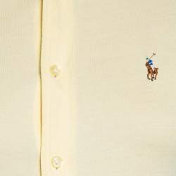 مملوكة مسبقًا قميص رالف لورين أكسفورد قطن تريكو بيكيه أصفر بأزرار أمامية مقاس صغير - سمول