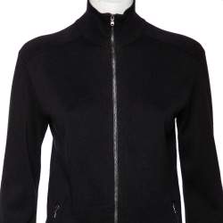Pre Owned Ralph Lauren Black Knit Zip Front Jacket S