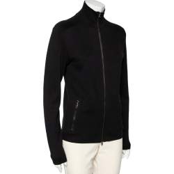 Pre Owned Ralph Lauren Black Knit Zip Front Jacket S