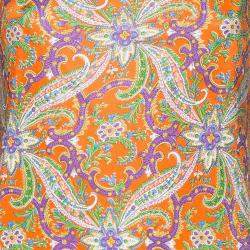 Pre Owned Ralph Lauren Orange Printed Jersey Short Sleeve Dress S