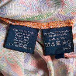 Pre Owned Ralph Lauren Orange Printed Jersey Short Sleeve Dress S