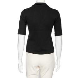 Pre Owned جاكيت رالف لورين صوف مارينو أسود مطرز بالشعار مقاس صغير - سمول