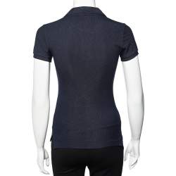 Pre Owned Ralph Lauren Navy Blue Cotton Pique Skinny Polo T-Shirt XS