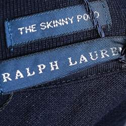 Pre Owned Ralph Lauren Navy Blue Cotton Pique Skinny Polo T-Shirt XS