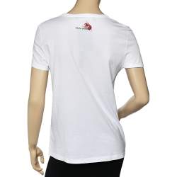 Pre Owned Ralph Lauren White St.Barths Printed Sequin Embellished Cotton T-Shirt S