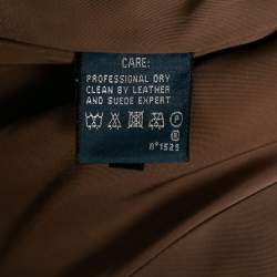 Pre Owned جاكيت بليزر رالف لورين جلد بني فاتح بأزرار أمامية مقاس متوسط - ميديوم