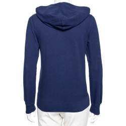 Pre Owned Ralph Lauren Navy Blue Cotton Pique Zip Front Hoodie M