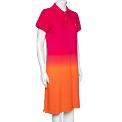 Pre Owned Ralph Lauren Pink Ombre Cotton Pique Short Sleeve Polo Dress XL