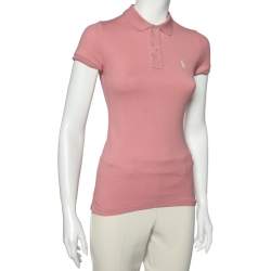 Pre Owned Ralph Lauren Pink Cotton Pique Skinny Polo T-Shirt S