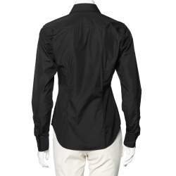 Pre Owned Ralph Lauren Black Cotton Logo Embroidered Button Front Shirt M