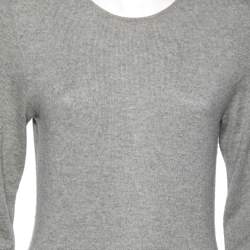 Pre Owned Ralph Lauren Grey Cashmere Long Sleeve Maxi Dress L