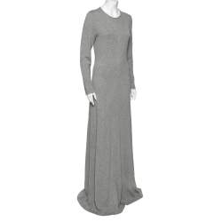 Pre Owned Ralph Lauren Grey Cashmere Long Sleeve Maxi Dress L