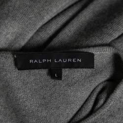 Pre Owned Ralph Lauren Grey Cashmere Long Sleeve Maxi Dress L