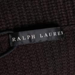 Pre Owned Ralph Lauren Brown Wool & Cashmere Knit Fringed Turtle Neck Sweater L