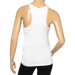 Pre Owned Ralph Lauren White Logo Embellished Racer Back Top S