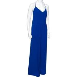 Pre Owned Ralph Lauren Blue Crepe Sleeveless Jumpsuit L