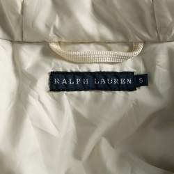 Pre Owned جاكيت رالف لورين فرو وساتان عاجي بهودي مقاس صغير - سمول