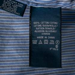 Ralph Lauren Blue Striped Cotton Neck Tie Detail Shirt S