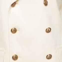 Pre Owned Ralph Lauren Cream Wool & Cotton Double Breasted Blazer S
