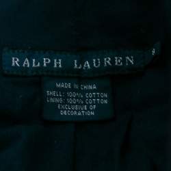 Pre Owned Ralph Lauren Navy Blue Cotton Logo Patch Crest Blazer M